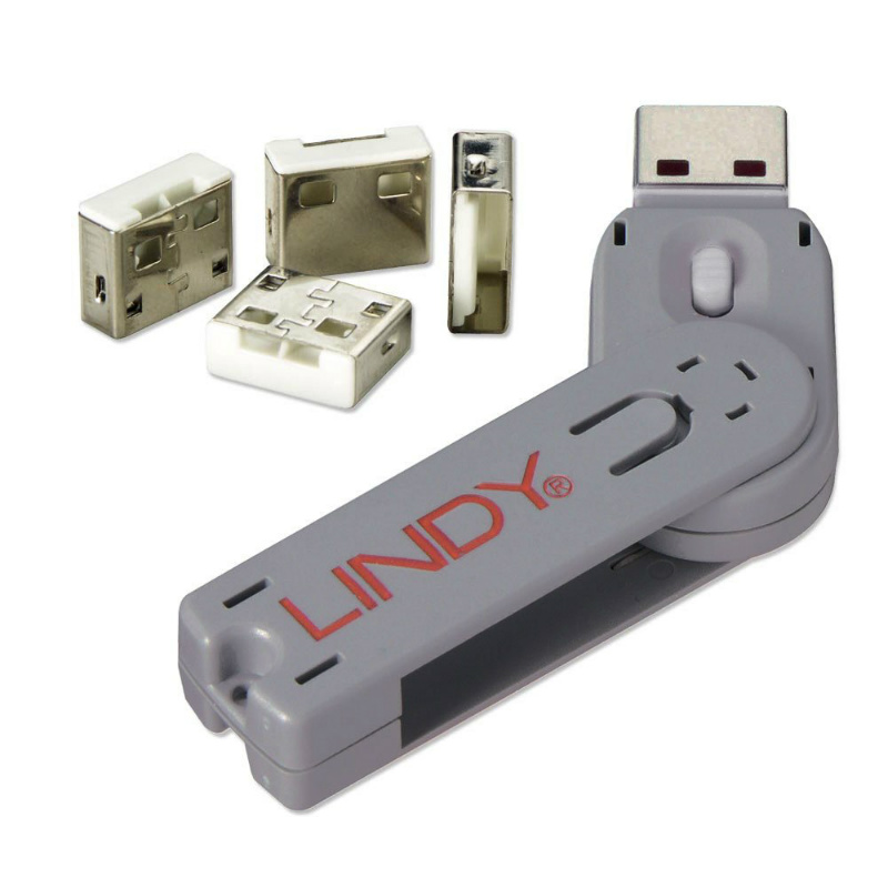 Lindy USB Port Blocker 4 x Locks + 1 x Key White 40454