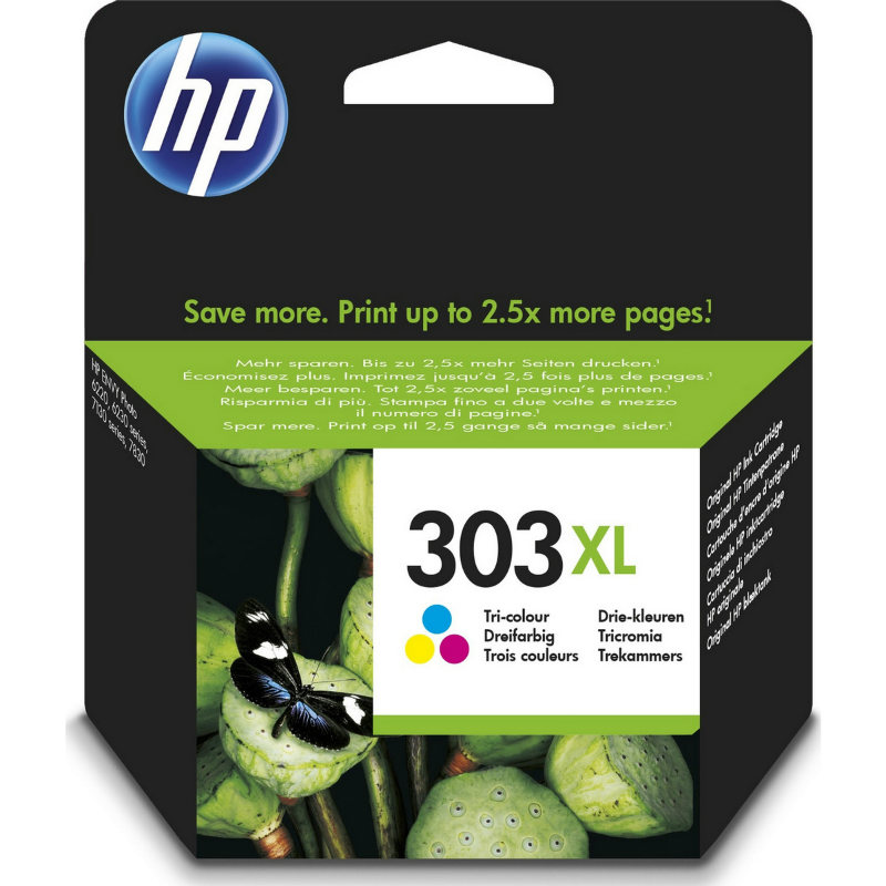 HP 303XL High Yield Tri-color Original Ink T6N03AE