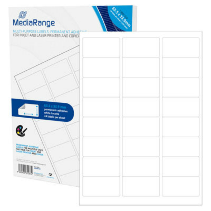 MediaRange Multi-Purpose Labels 63.5×33.9mm Permanent Adhesive White 1200 Pack MRINK150