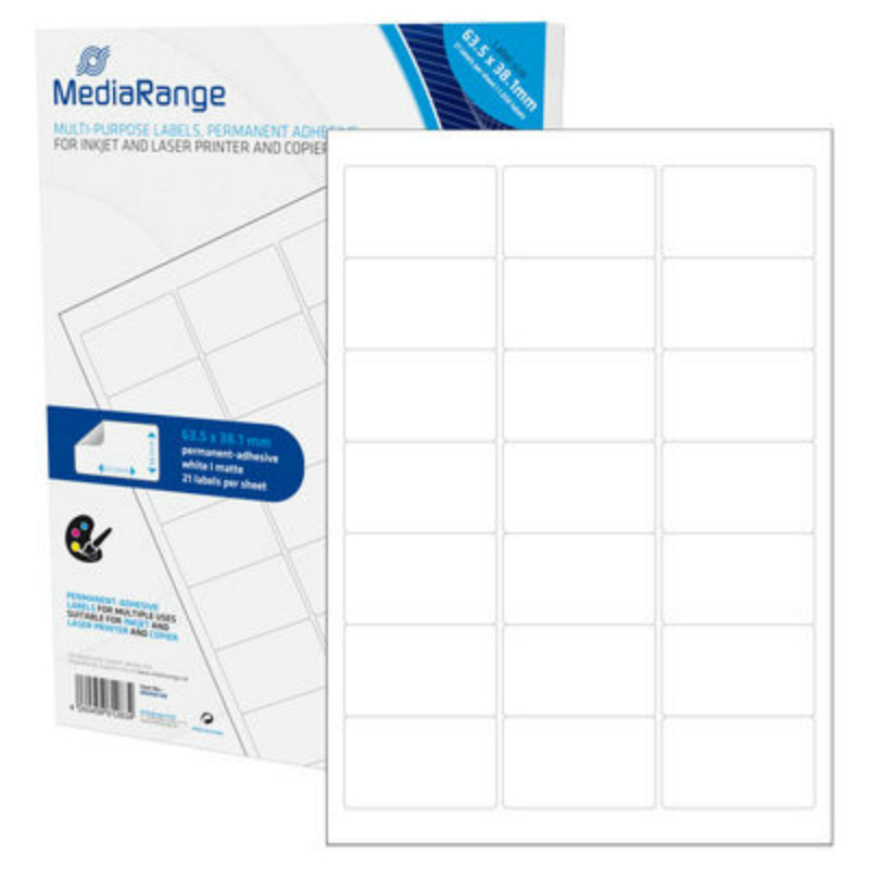 MediaRange Multi-Purpose Labels 63.5×38.1mm Permanent Adhesive White 1050 Pack MRINK148