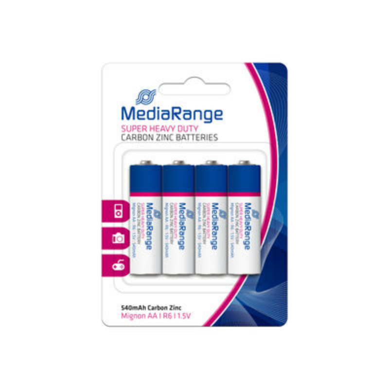 MediaRange Super Heavy Duty Carbon-Zinc Batteries Mignon AA R6 1.5V 4Pack MRBAT144