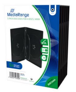 MediaRange DVD Case for 4 Discs 14mm 5-Pack Black BOX35-4