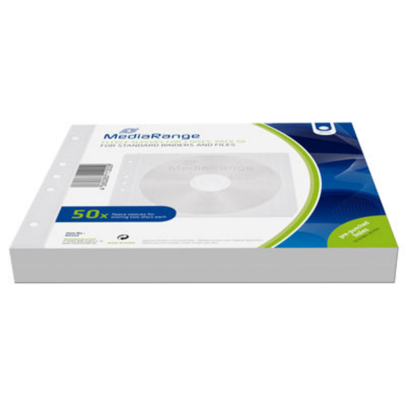 MediaRange Fleece Sleeves for 2 Discs 50-Pack White BOX60