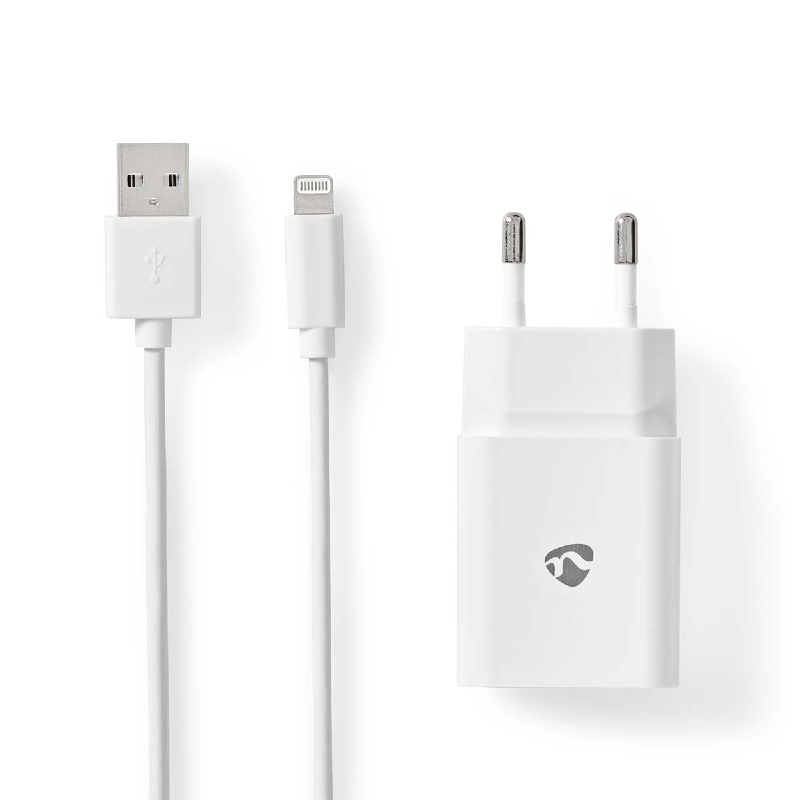 Nedis Wall Charger USB-A + Lightning 8-Pin Cable White WCHAL242AWT