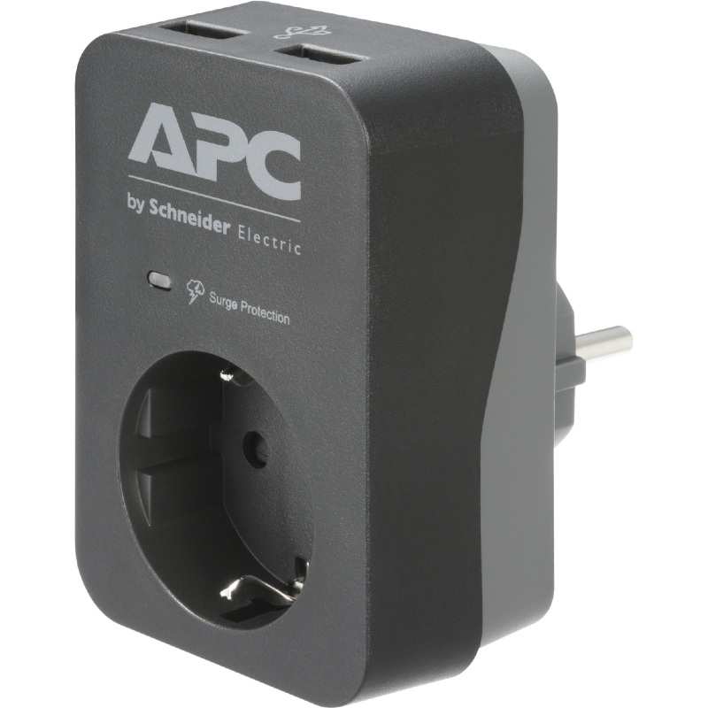 APC Essential SurgeArrest 1 x Outlet +& 2 x USB Grey PME1WU2B-GR